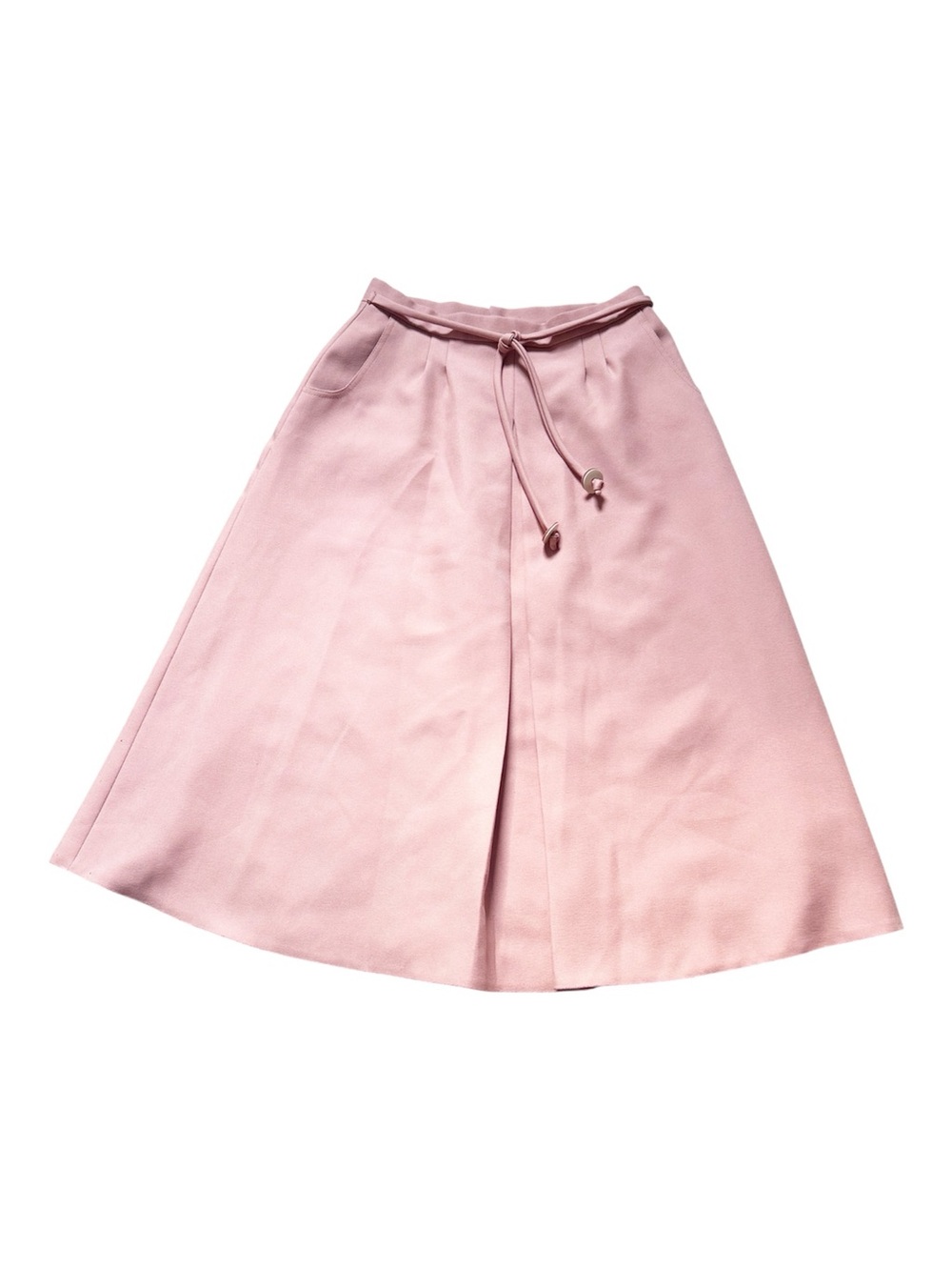 Vintage Salmon A-Line Midi Skirt with Pockets Back Zipper Closure
